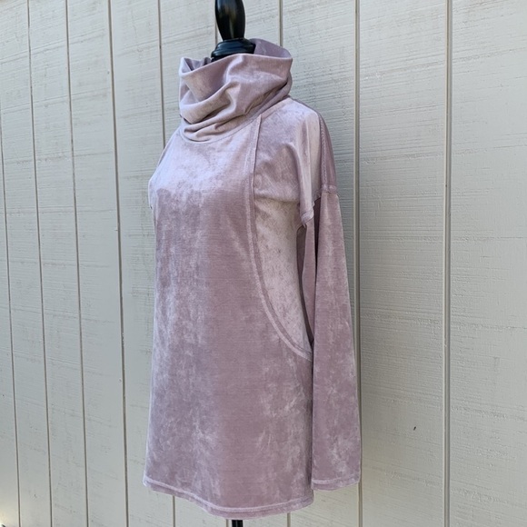 MIA & Tess Ribbed Velour Cowl Neck Tunic - Light Dusty Mauve - Picture 3 of 13